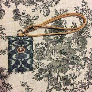 Blue and khaki Coach ID Lanyard